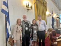Organiser Alexandra Mikroulea, keynote speaker Herbert Hovenkamp, President Michal Gal, Co-organiser and head of the Hellenic Competition Commission Ioannis Lianos